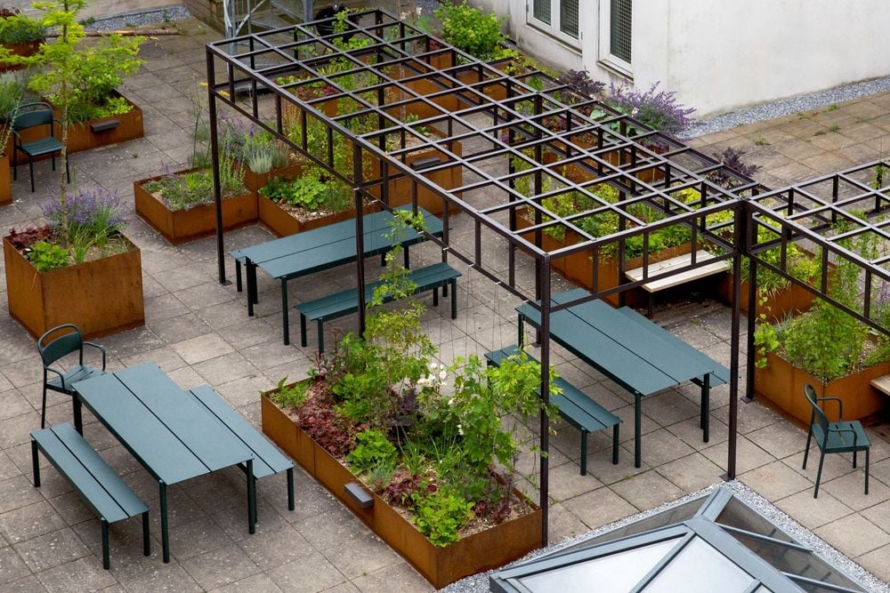 linear steel backyard