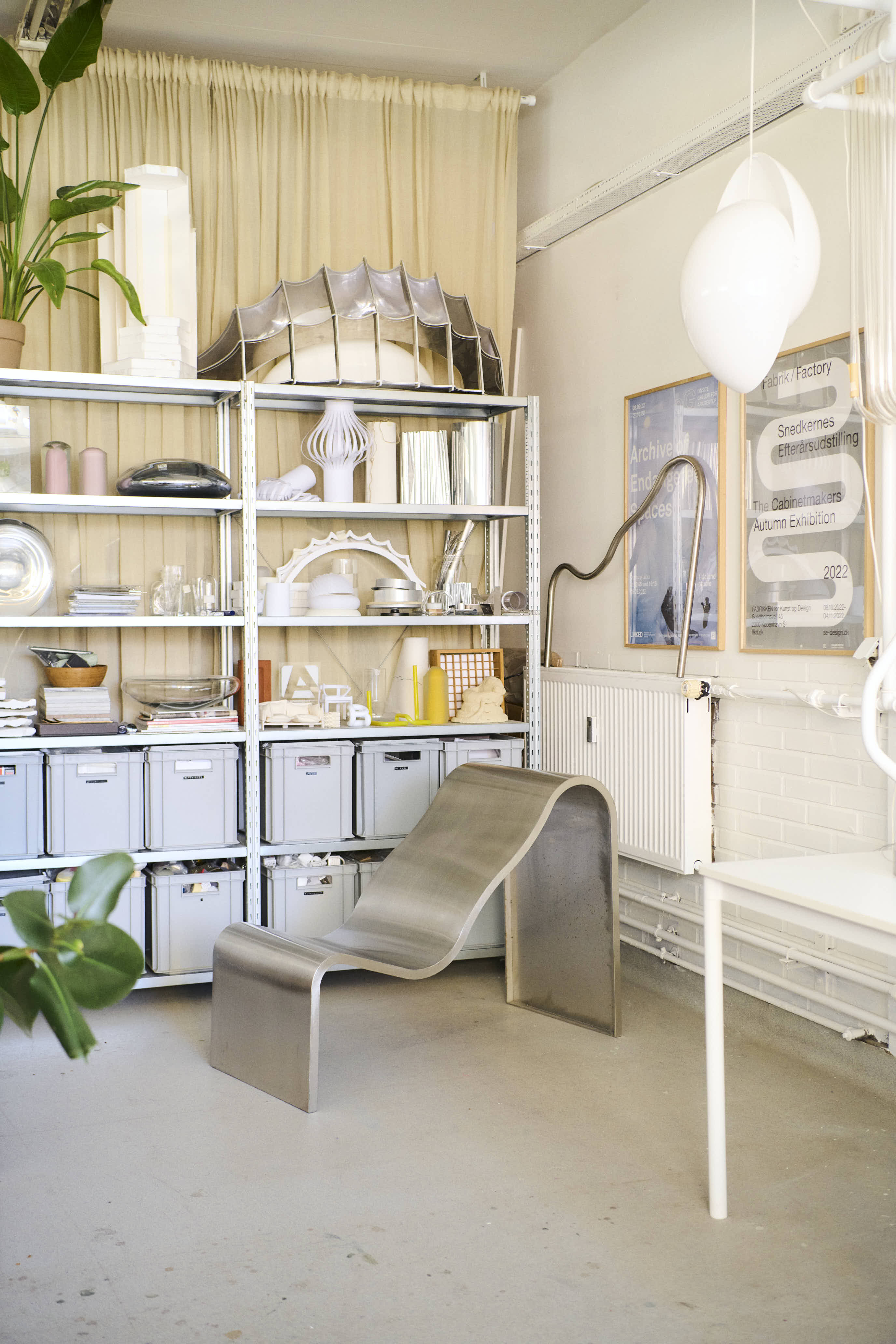 The Dream View Bench by Lise Vester displayed in a studio context, highlighting its soft, organic form and attention to craftsmanship and materials.