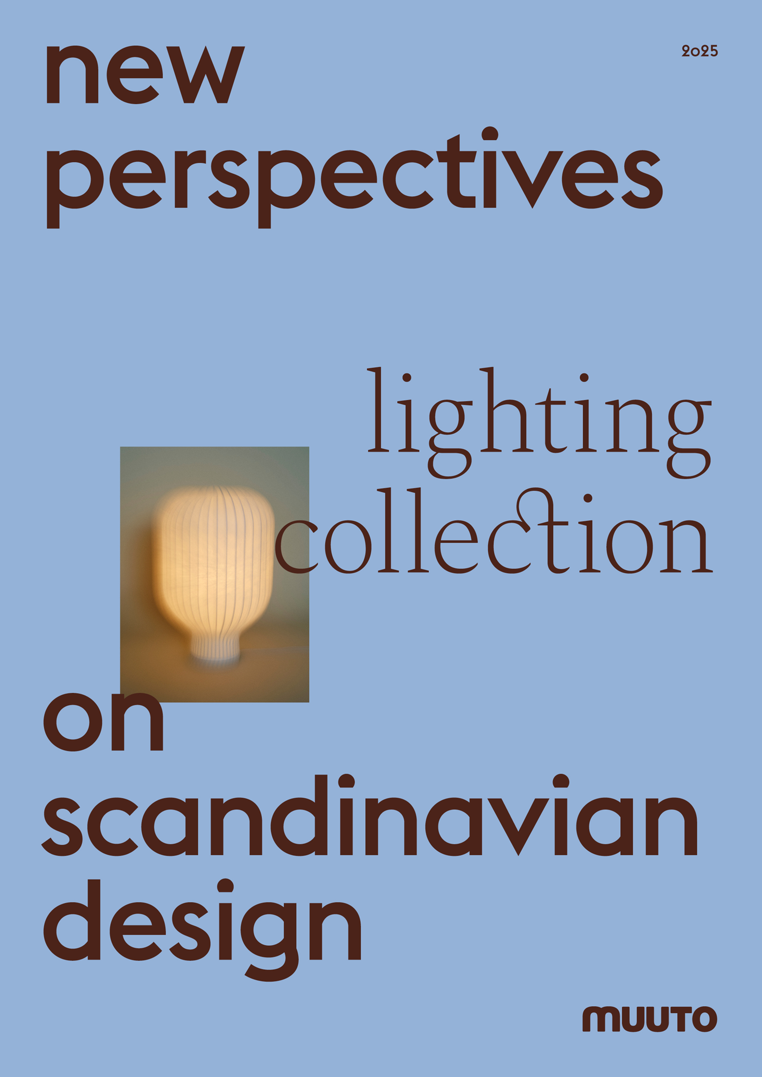 frontpage image of our lighting catalog featuring an image of the Strand Table Lamp. muuto Lighting Collection 2025. New Perspectives on Scandinavian Design.