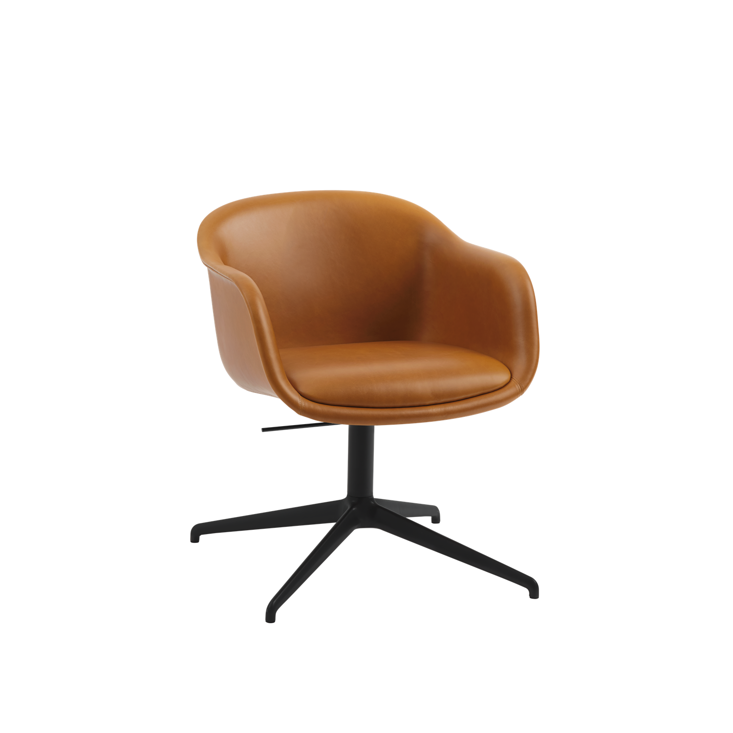 Fiber Conference Armchair w. Swivel, Gas and Tilt in Refine Leather in Cognac