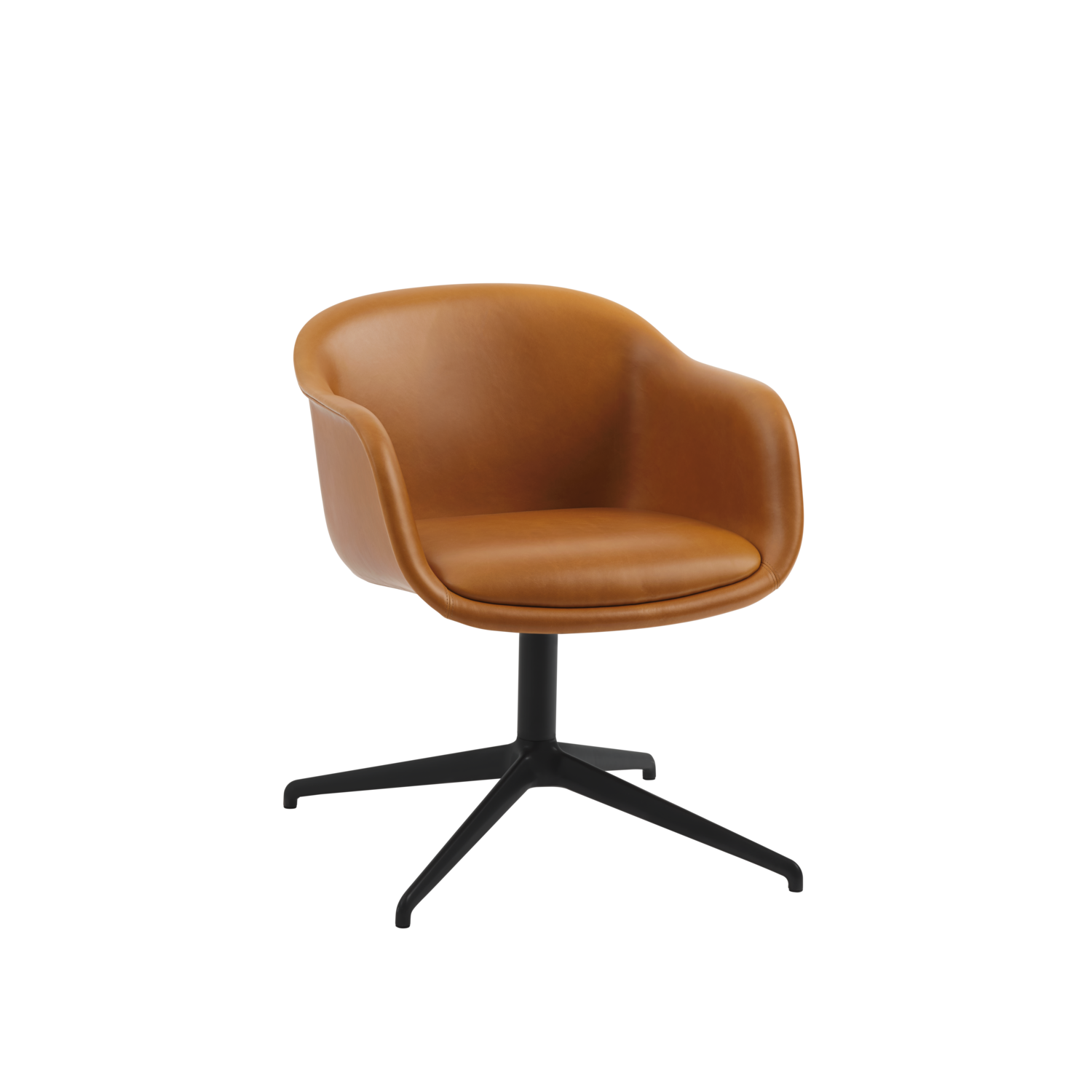 Fiber Conference Armchair w. Swivel Base in Refine Leather Cognac