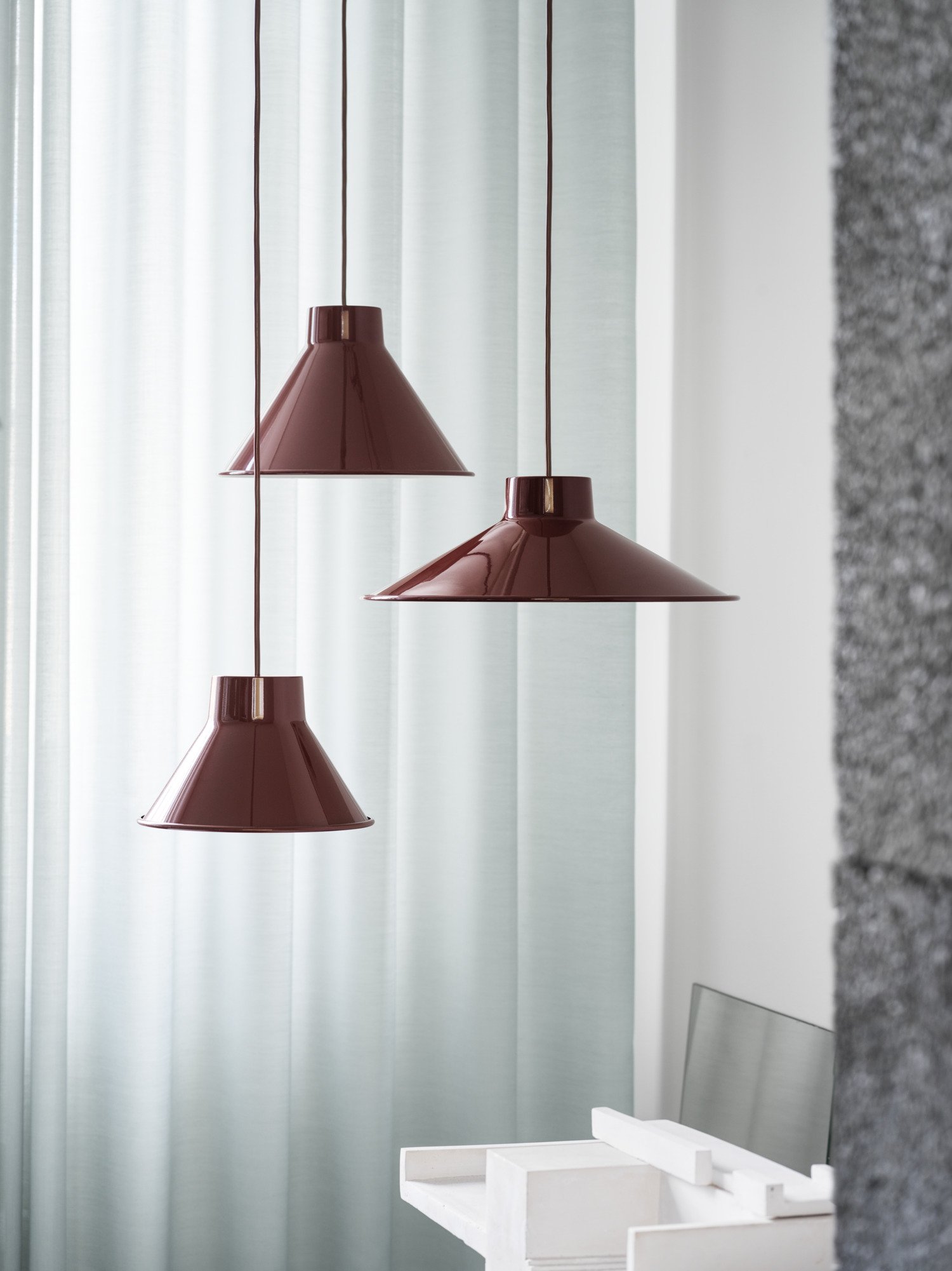 Top Pendant Lamp in Deep Red Ø21, Ø28, and Ø36 
